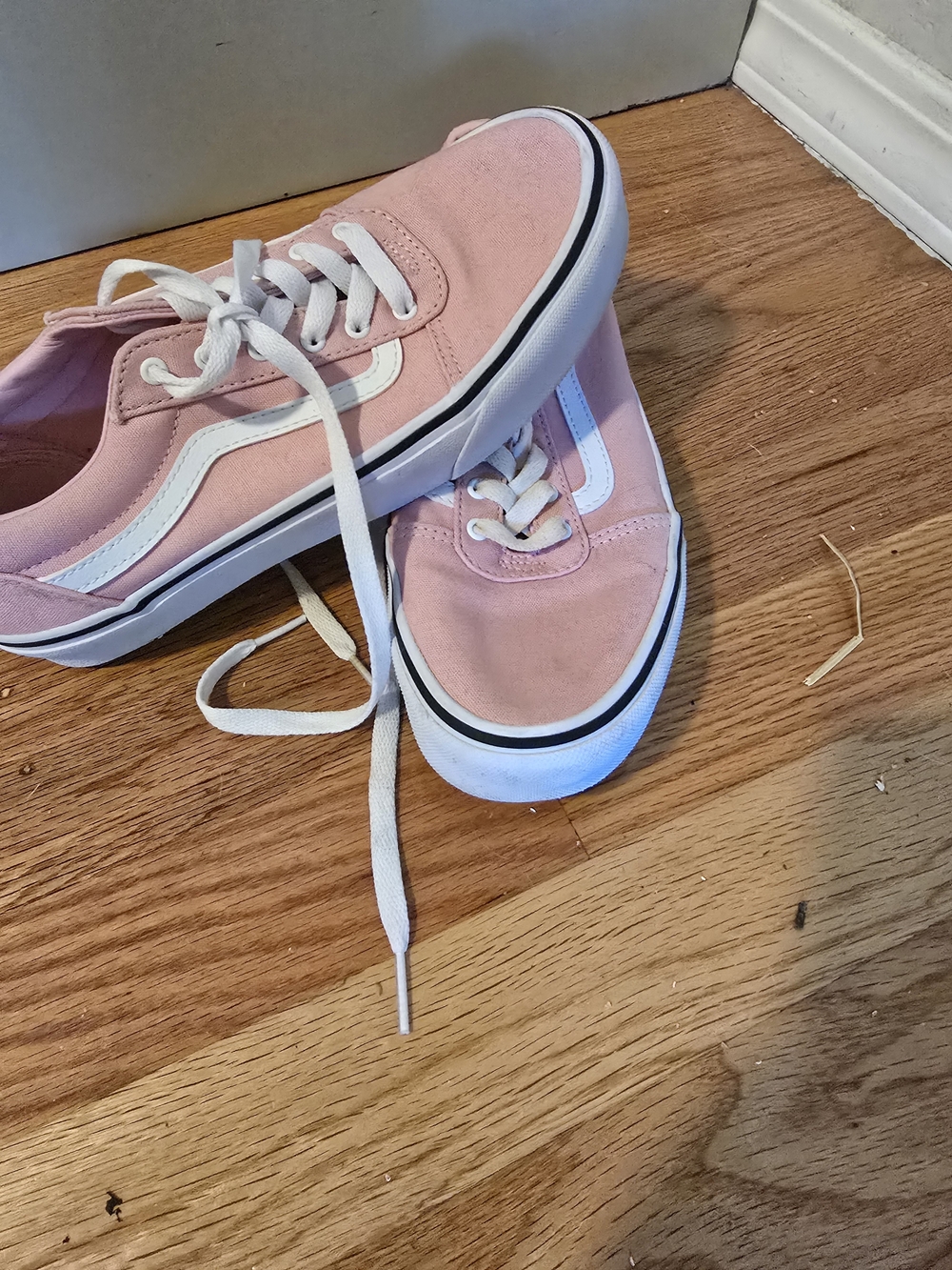 Vans Pink Low-Top Canvas Sneakers with White Side Stripe